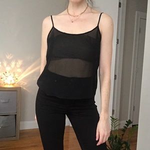 American Apparel Black Chiffon Tank
